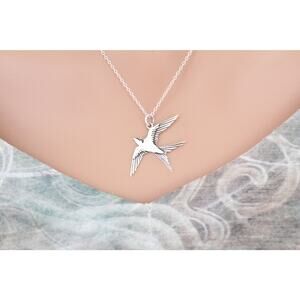 Sterling Silver Swallow Necklace, Silver Swallow Necklace, Swallow Necklace